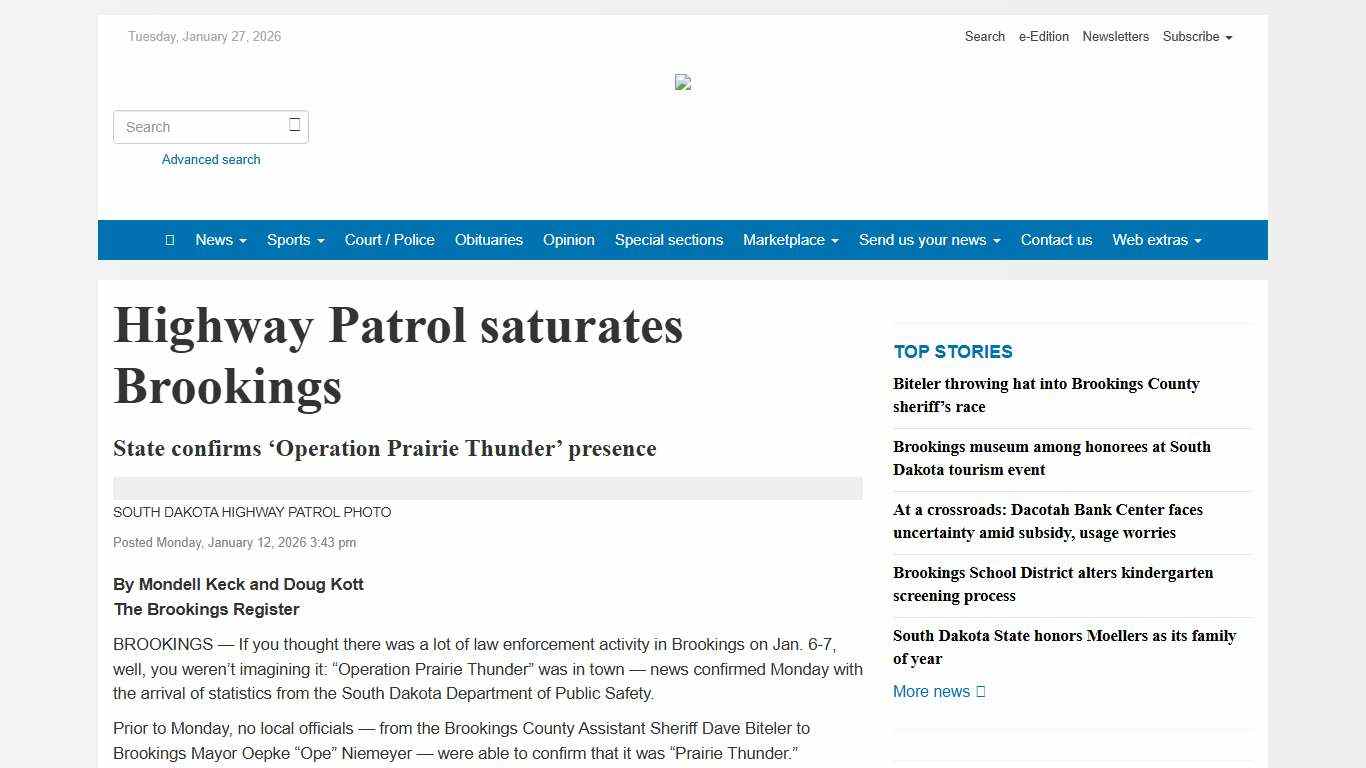 Highway Patrol saturates Brookings - Brookings Register
